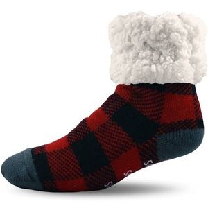 PUDUS lumberjack red black check comfy socks